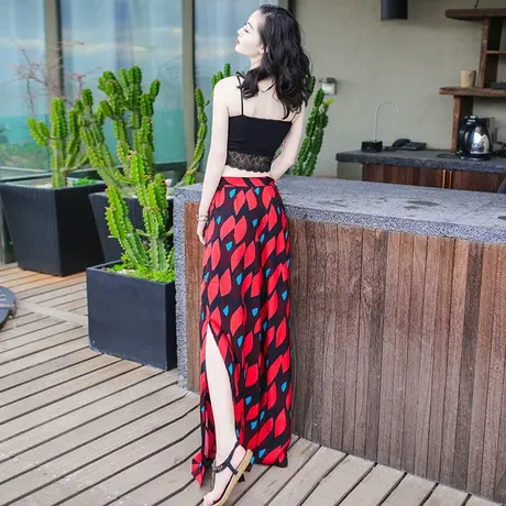 夏季新品女装气质高腰阔腿裤海南三亚度假风沙滩长裤泰国海边度假图片