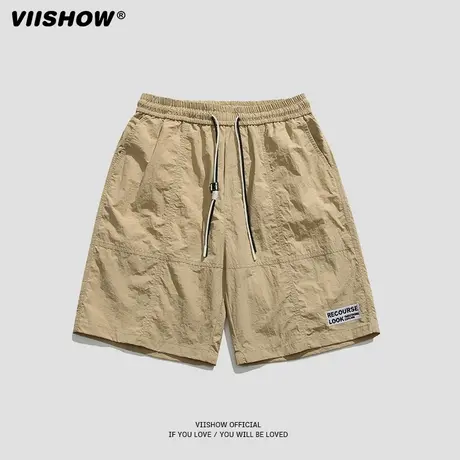 VIISHOW短裤男夏季冰丝薄款ins潮牌高街休闲宽松工装中裤五分裤图片