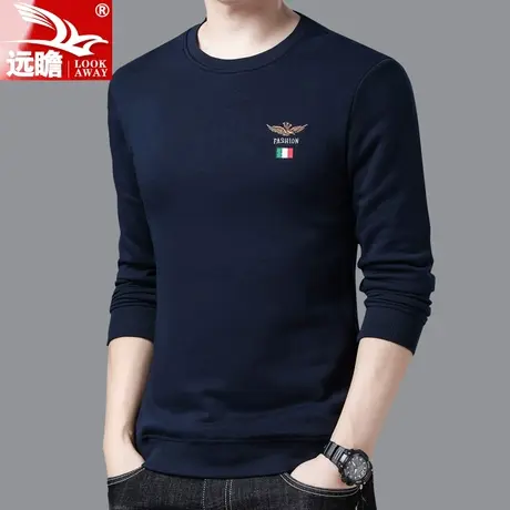 远瞻春秋装新款长袖t恤男纯棉圆领卫衣休闲上衣外穿秋衣打底衫男商品大图