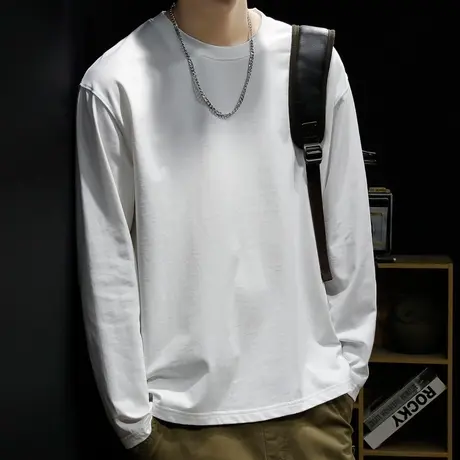 秋季圆领打底衫卫衣男宽松潮牌ins大码上衣春秋胖子加肥加大长袖图片