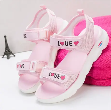 运动凉鞋少女孩夏季新款韩版平底轻便舒适魔术贴学生防滑沙滩鞋子商品大图