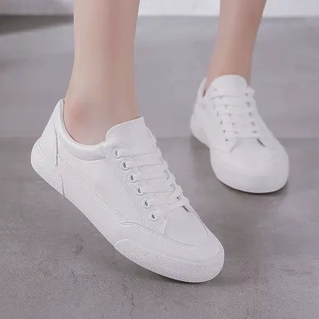 2023春季新款皮面小白鞋女鞋韩版低帮休闲百搭学生板鞋ins白鞋子商品大图