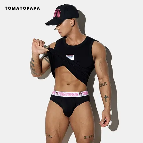 TOMATOPAPA美式三角内裤男复古卡通字母LOGO性感透气棉运动男内裤商品大图