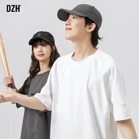 短袖男女同款简约t恤男士夏季基础款纯色盐系情侣装体恤2023新款商品大图