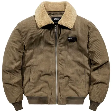 VIP冬季羊羔绒外套男士棉衣加绒加厚飞行员夹克棉服复古翻领棉袄商品大图