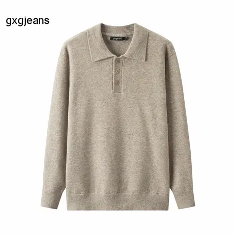 gxg.jeans男装 卡其色花纱简约POLO领线衫毛衣针织衫男 25春新品图片