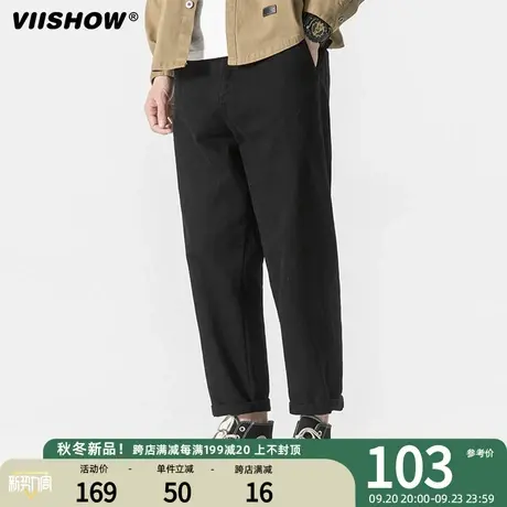 VIISHOW纯棉工装裤子男春秋季2023新款潮流宽松直筒运动休闲长裤商品大图