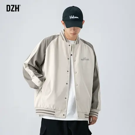 青少年杏色棒球服外套男潮流百搭春秋款2023新款休闲运动夹克上衣图片