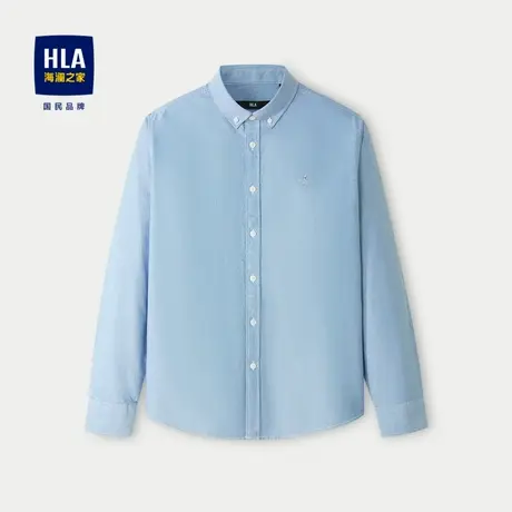 HLA/海澜之家国民臻品长袖休闲衬衫2024秋季新款制扣领纯棉衬衣男商品大图