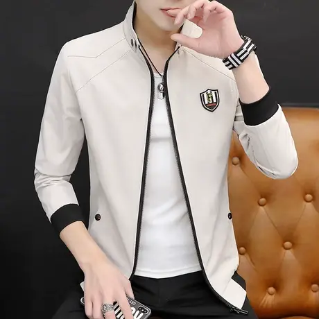 男士外套春秋款2023新款韩版夹克男立领秋装上衣个性潮男装薄衣服图片