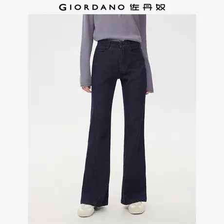 佐丹奴牛仔裤女新款复古风重磅洗水斜破骨高腰牛仔微喇裤05415687商品大图