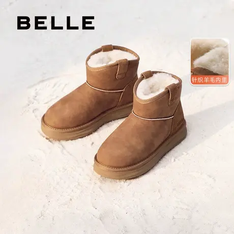百丽厚底保暖加绒雪地靴女款冬季新款羊毛毛短靴棉鞋子B2272DD4商品大图