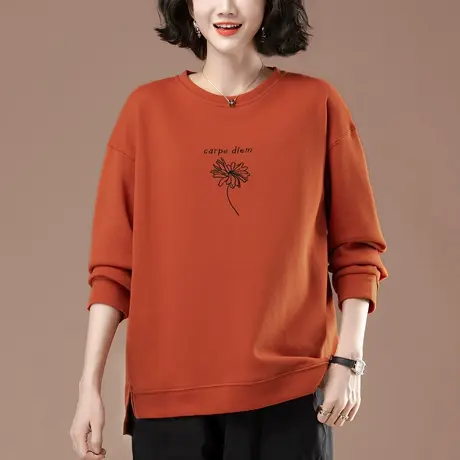 中老年妈妈卫衣早秋新款加大码女装宽松刺绣百搭休闲无帽上衣外套商品大图