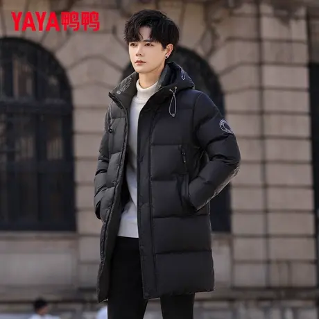 鸭鸭鹅绒羽绒服男士冬季加厚防寒服潮流中长款冬装青年外套男QZ商品大图