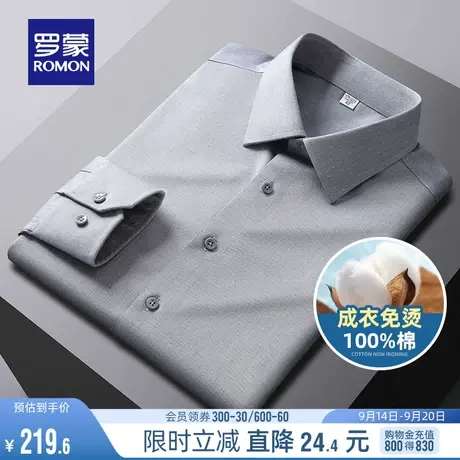 【纯棉免烫】罗蒙男士长袖易打理衬衫2023秋季职业工装中青年衬衣商品大图