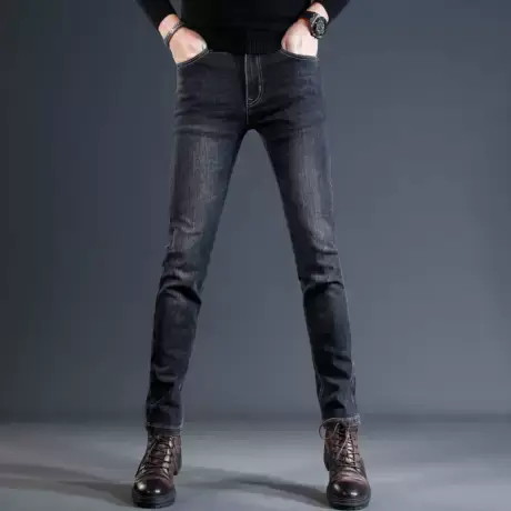 轻奢牛仔裤男2023秋冬新款灰色修身小脚弹力百搭男士潮流时尚裤子商品大图