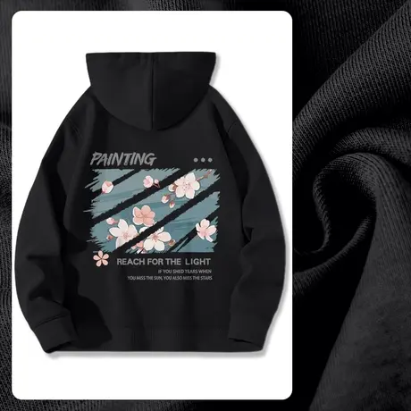 ZR真维斯卫衣春秋季女2023新款黑色连帽小众薄款设计感女卫衣外套商品大图