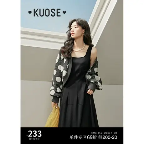 阔色灰色波点羊羔毛短款披肩外套女2023新款秋冬毛衣厚上衣针织衫商品大图