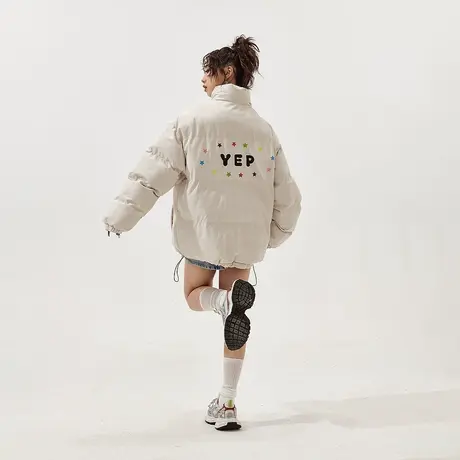 YEP复古立领面包服棉服女加厚冬季外套2023新款美式潮牌宽松棉衣商品大图