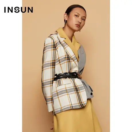 INSUN恩裳秋季英伦格纹醋酸西装外套商品大图