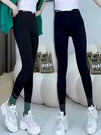 网红新款鲨鱼裤瘦腿弹力芭比裤外穿压力裤2023秋季紧身女士打底裤图片