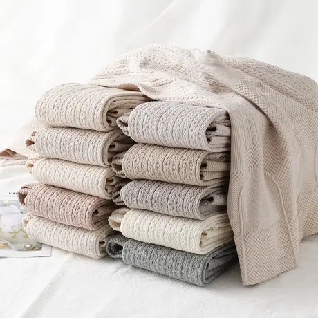 日系麻花条纹打底裤女外穿春秋款高腰紧身连脚棉裤袜燕麦色显瘦薄商品大图