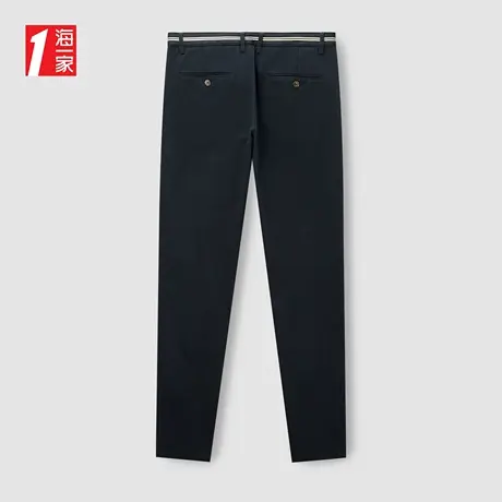 海一家基础日常长裤2023秋季新款舒适中腰直筒简约大气男士休闲裤商品大图