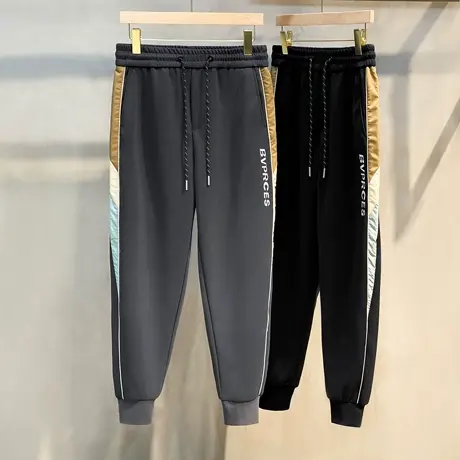 春秋季新品男装运动休闲裤九分哈伦裤松紧绑带宽松潮流束脚长裤子图片