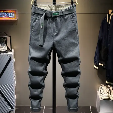 春夏款休闲裤男士直筒宽松潮牌灰色韩版潮流百搭长裤子男高档显瘦图片