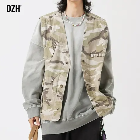 男士迷彩无袖马甲男款外穿背心坎肩工装上衣潮牌男装2023新款衣服商品大图