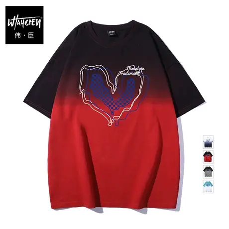伟臣2022夏季新品大码男式短袖T恤胖子加肥加大吊染扎染肥佬半袖商品大图