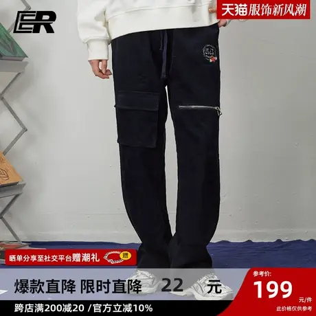 ER天使翅膀休闲裤男2024春季新款美式潮牌宽松直筒工装长裤商品大图