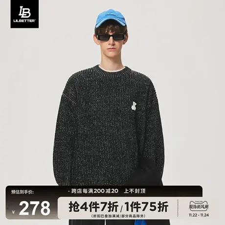 Lilbetter毛衣男新款潮牌上衣春秋时尚宽松针织衫圆领百搭线衣LB商品大图