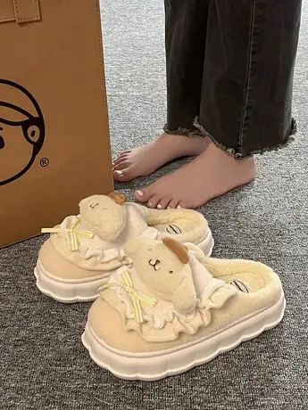 可爱卡通棉拖鞋女士秋冬季毛绒2023新款室内家居厚底月子鞋冬天商品大图