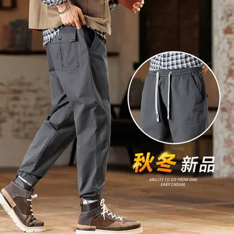 秋季男士休闲裤男春秋款宽松束脚工装裤子男秋冬款潮牌加肥加大码商品大图