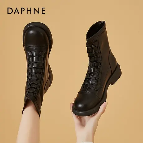 达芙妮马丁靴女2021年冬季新款厚底加绒短靴女爆款英伦风显瘦女靴商品大图