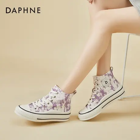 达芙妮高帮帆布鞋女2022新款春季小白鞋厚底增高鞋运动鞋休闲板鞋商品大图