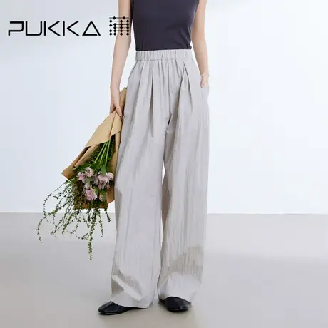 蒲PUKKA 设计师女装春装新品都市漫步宽松垂感休闲阔腿裤商品大图