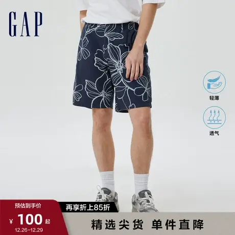 【轻透气系列】Gap男装夏季新款度假泡泡纱短裤中裤714146沙滩裤图片