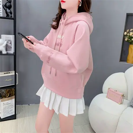 早秋短款小个子连帽卫衣女2023年新款春秋宽松洋气减龄设计感上衣商品大图