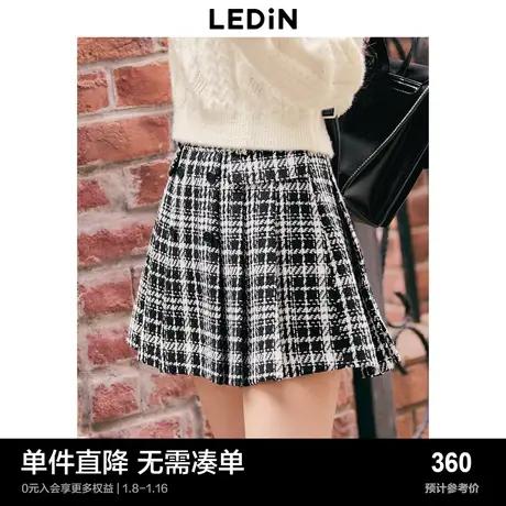 【商场同款】乐町压褶半身裙秋冬新款学院风短裙C1GED4258图片