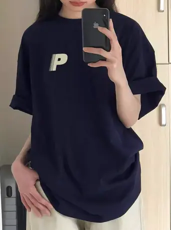 纯棉正肩短袖t恤女夏季宽松设计感小众半袖慵懒风chic港味上衣服商品大图