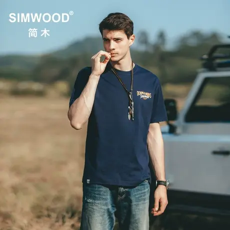 Simwood简木男装【宽松版型】夏新品240g重磅背后印花圆领短袖T恤商品大图