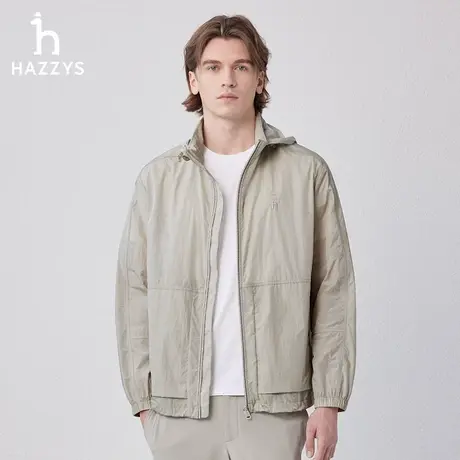 【商场同款】Hazzys哈吉斯2024春季新品休闲纯色夹克衫立领外套男图片