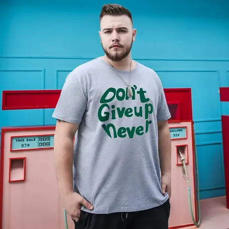 胖哥哥大码夏季新款时尚潮T 加肥加大休闲宽松印花短袖男T恤半袖图片