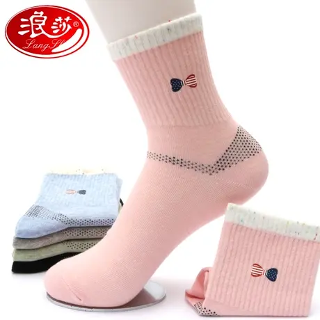 浪莎纯棉女袜中筒春秋袜子女ins潮全棉女式运动夏季薄款女士棉袜商品大图