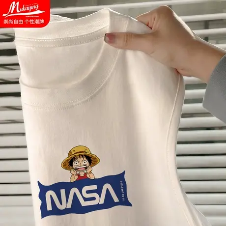 nasa路飞联名同款背心男款纯棉大码宽松重磅夏季运动坎肩无袖t恤图片