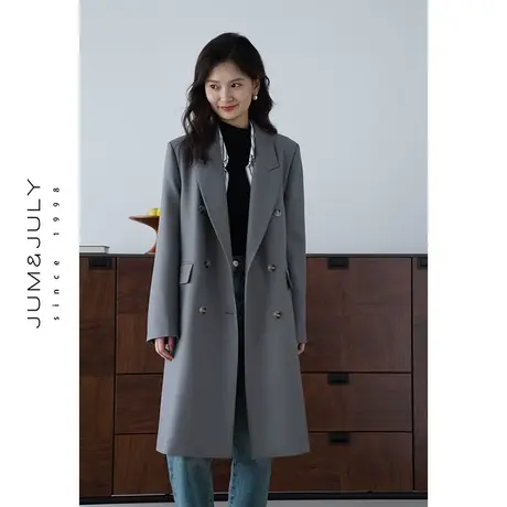 嘉茱莉2023秋季新款长款西装外套女宽松西服上衣高级感西装风衣商品大图