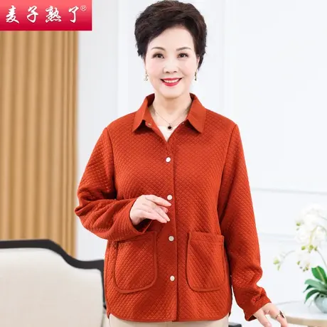 中老年女装妈妈衬衫新款中年人时尚减龄上衣洋气高贵春秋厚款外套商品大图