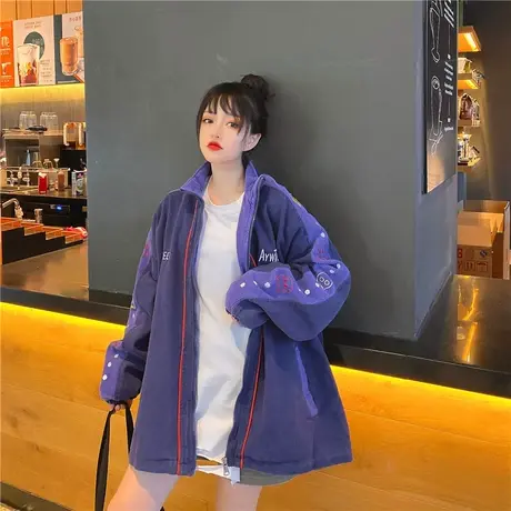 运动休闲女装0023春秋季新款潮牌国潮宽松显瘦灯芯绒学生外套夹克商品大图